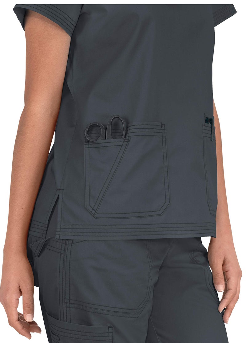 KOI Classics 394 Women's Kyra Scrub Top (Charcoal, X-Small) - Image 2